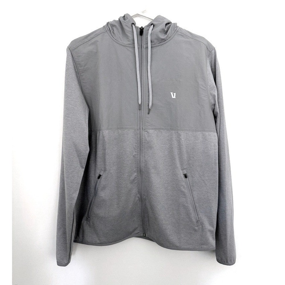 Vuori Sunday Element Track Jacket Gray Large Platinum Heather Outdoor Trainer